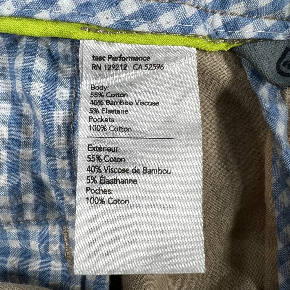 Tasc Performance Shorts Mens Size 42 Beige Chino Bamboo Blend‎ Casual Golf